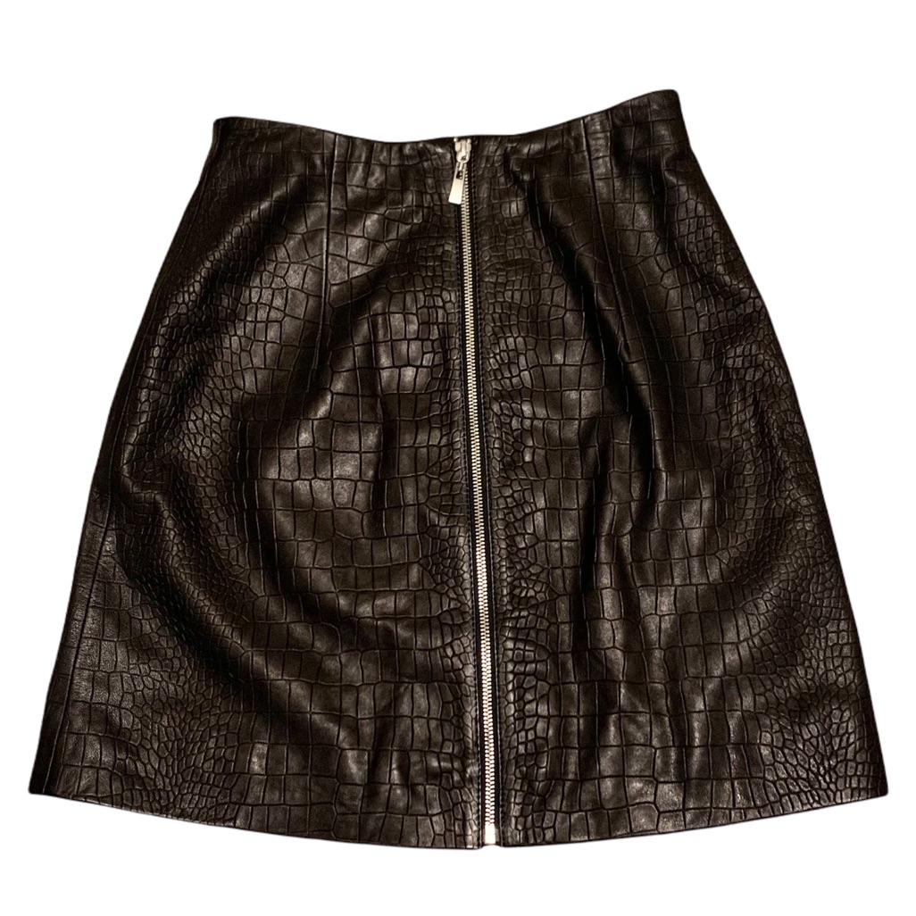 Leather Zipper Mini Black Skirt H&M Boutique